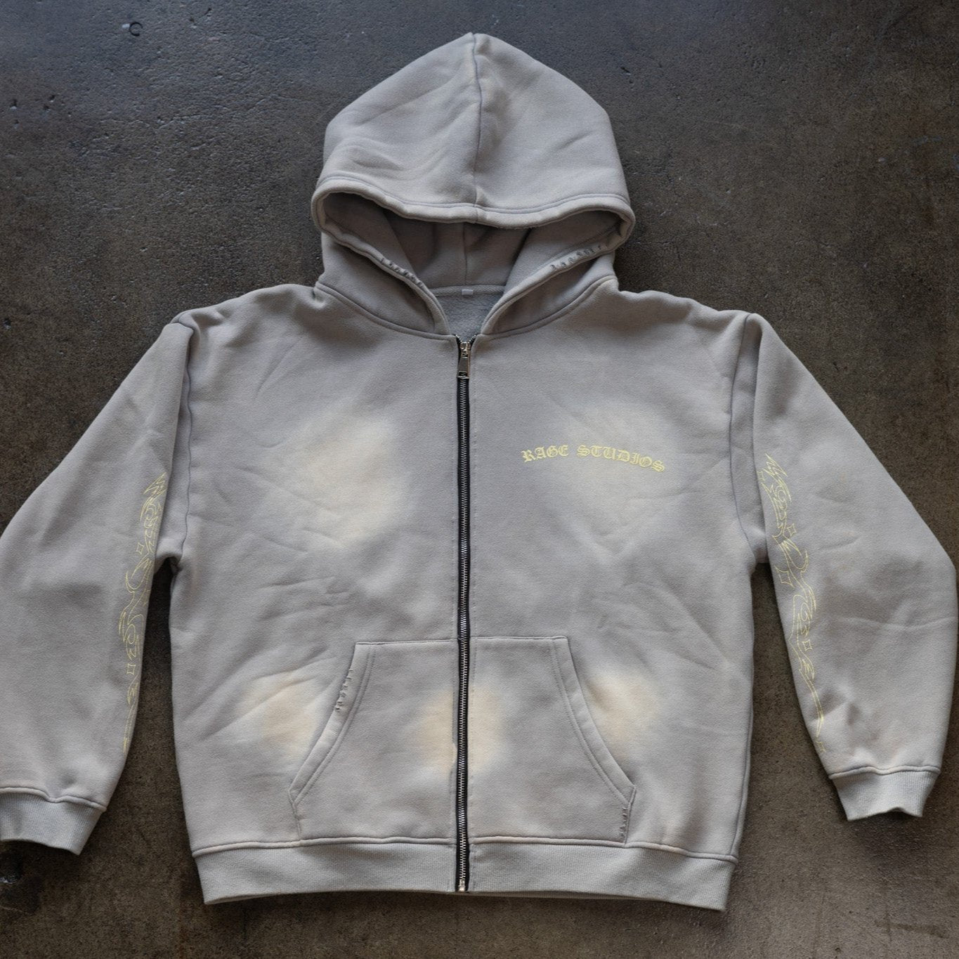 Distressed Zip up hoodie (Gray)